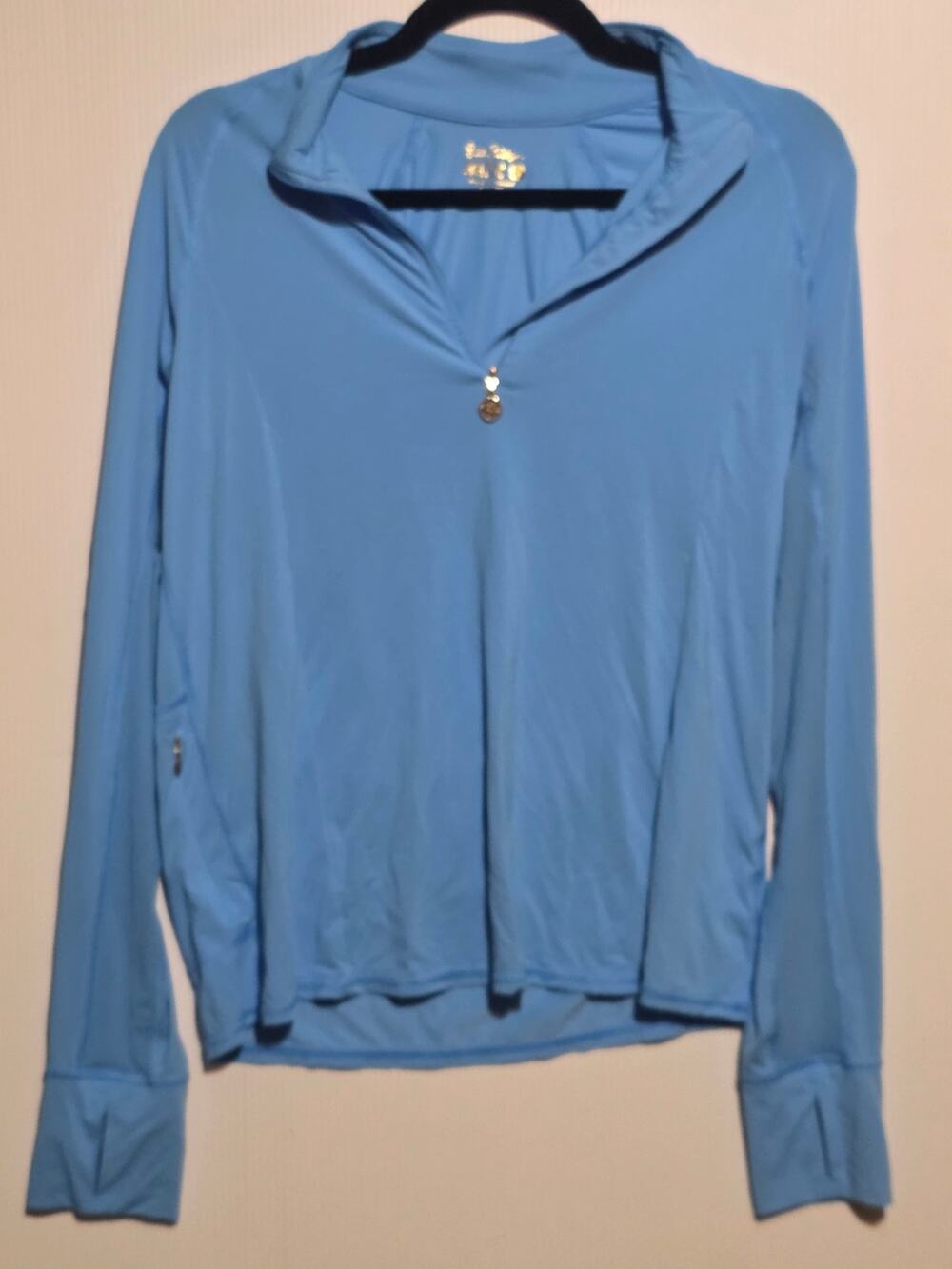 Lilly Pulitzer Luxletic Quarter-Zip Pullover M Blue Athleisure Activewear Top